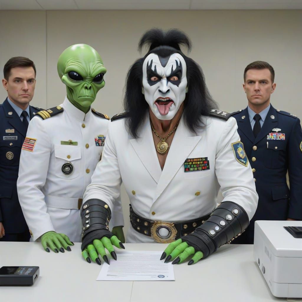 Punk Rock Alien Interrogation Scene in Science Fiction Style