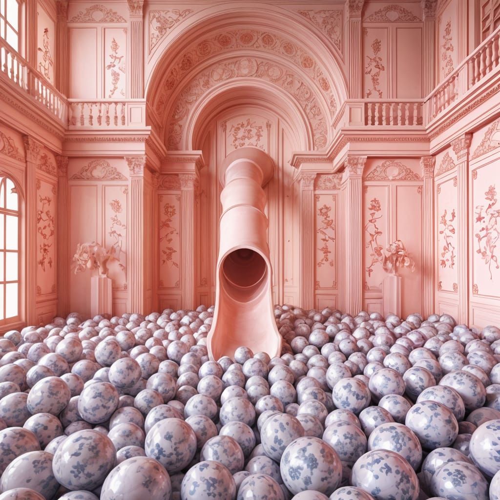 Surreal Rococo Palace with Grand Ball Pit