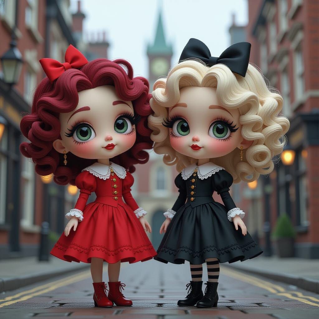 Whimsical Girls Portrait in Tim Burton Style with Victorian ...