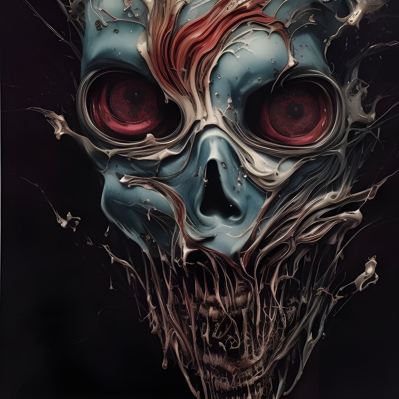 Cyberpunk Skull in Dark Comic Art Style