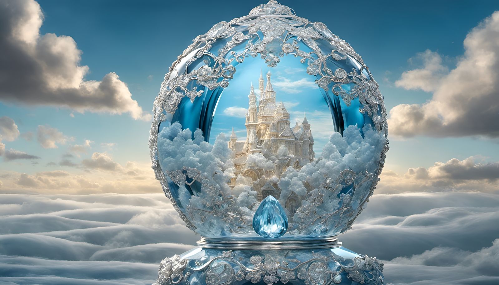 Ethereal Crystal Paradise in the Clouds