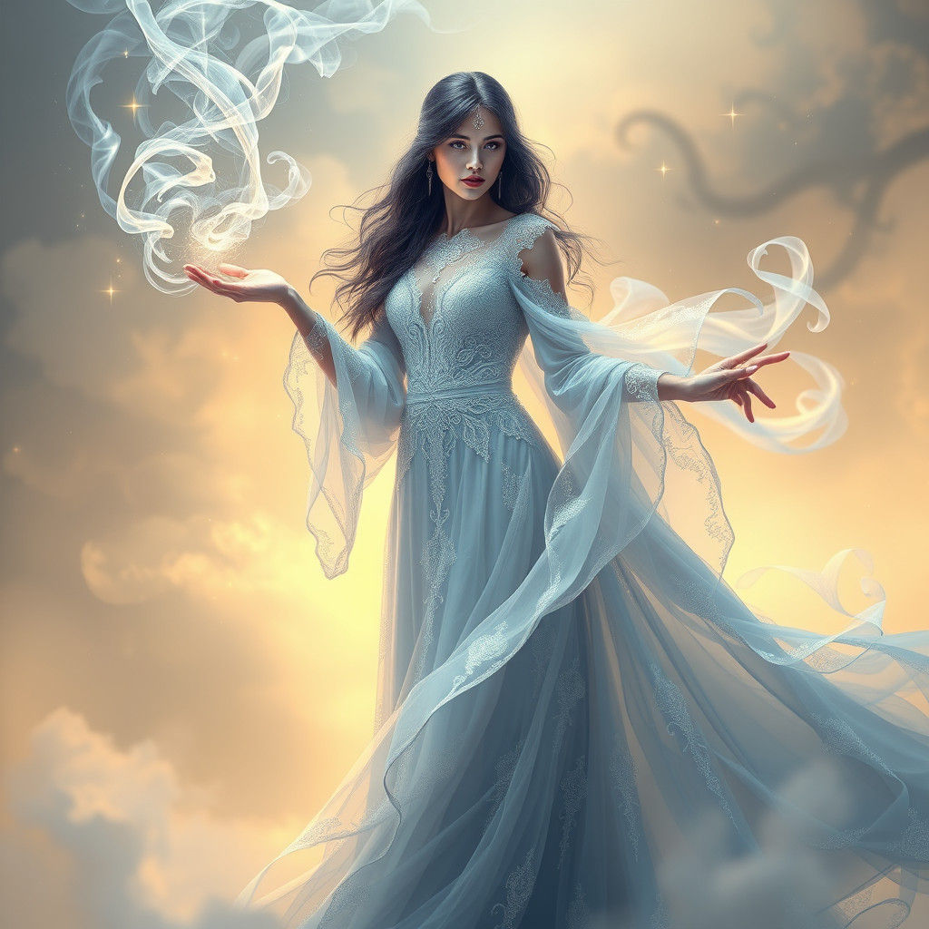 Sapphire Sorceress Summons Magic in Ethereal Realm