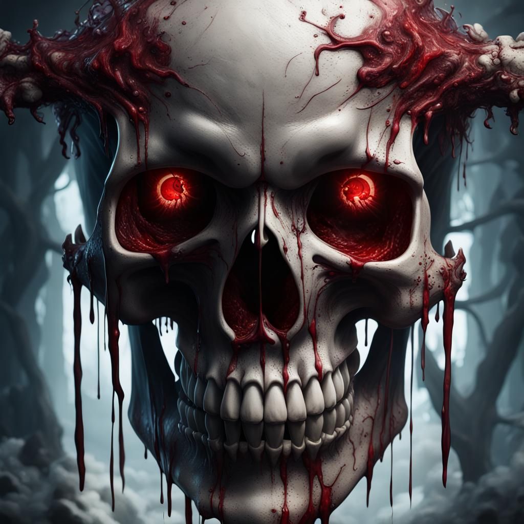 Detailed Skull with Bleeding Eyes: Fantasy Art
