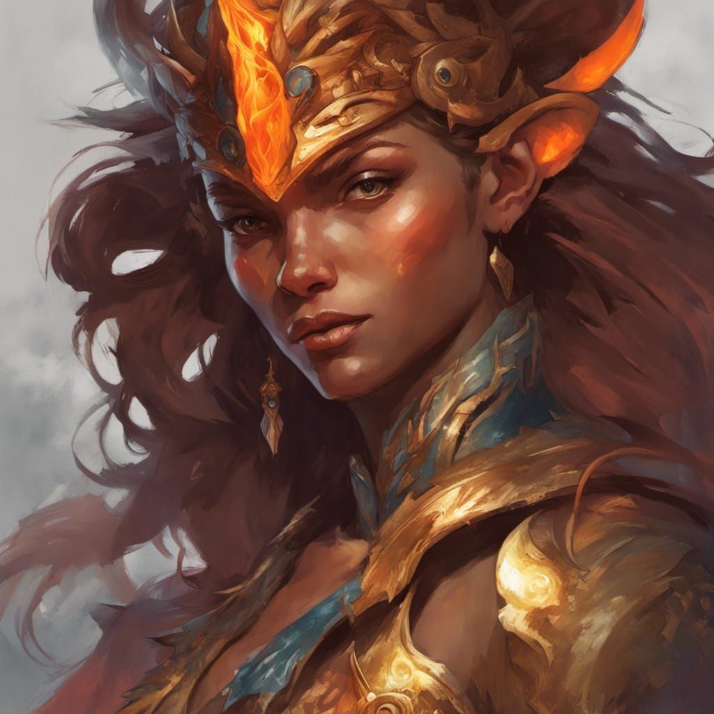 Ifrit Paladin Portrait in Hyperdetailed Style