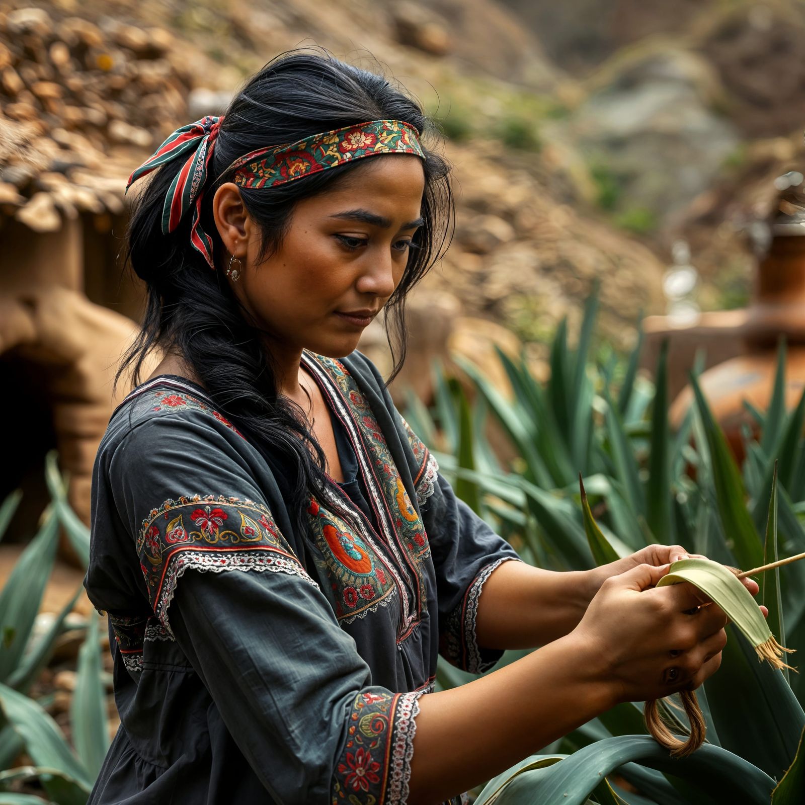 Mexican Woman in Mezcal Tradition