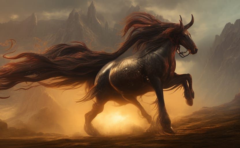 Fantasy Unicorn Matte Painting in Deep Color
