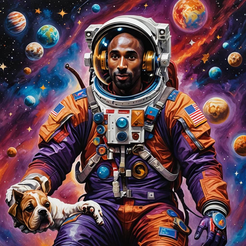 Kobe Bryant in Spacesuit: Surreal Oil Painting