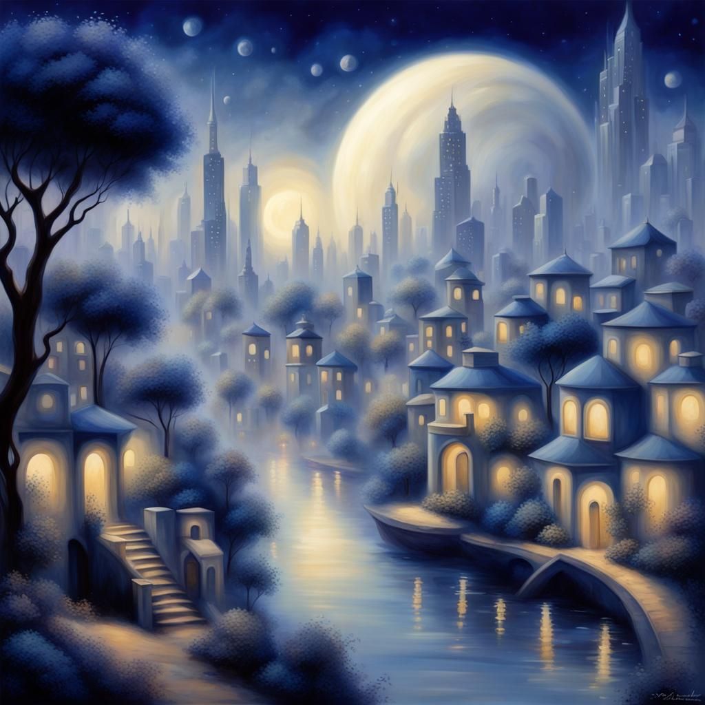 Magical African City in Storybook Style