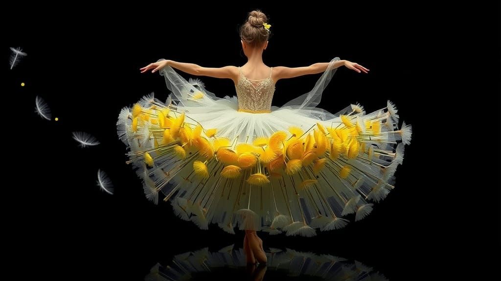 Dandelion Ballerina in a Dark Fantasy Art Style