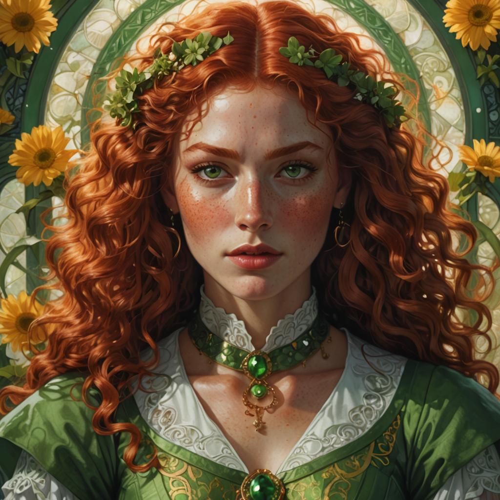 Fantasy Portrait: Red-Haired Woman in Artgerm Style