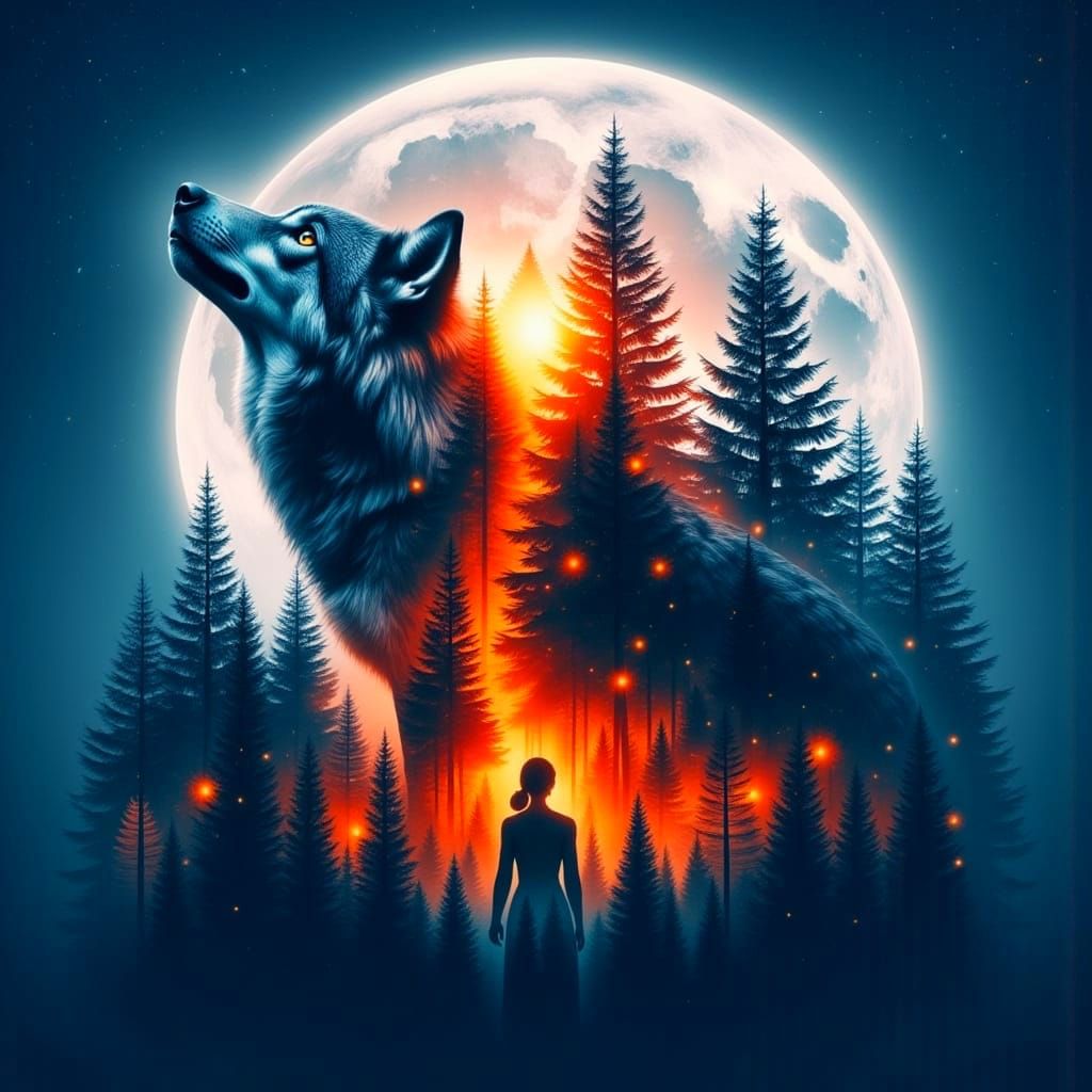 Wolf Goddess Emerges from Ethereal Twilight