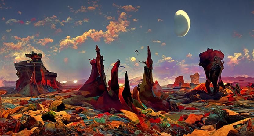 Colorful Desert Landscape as Digital Fantasy Art