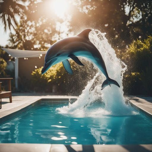 Dolphin Swims in a Backyard Pool