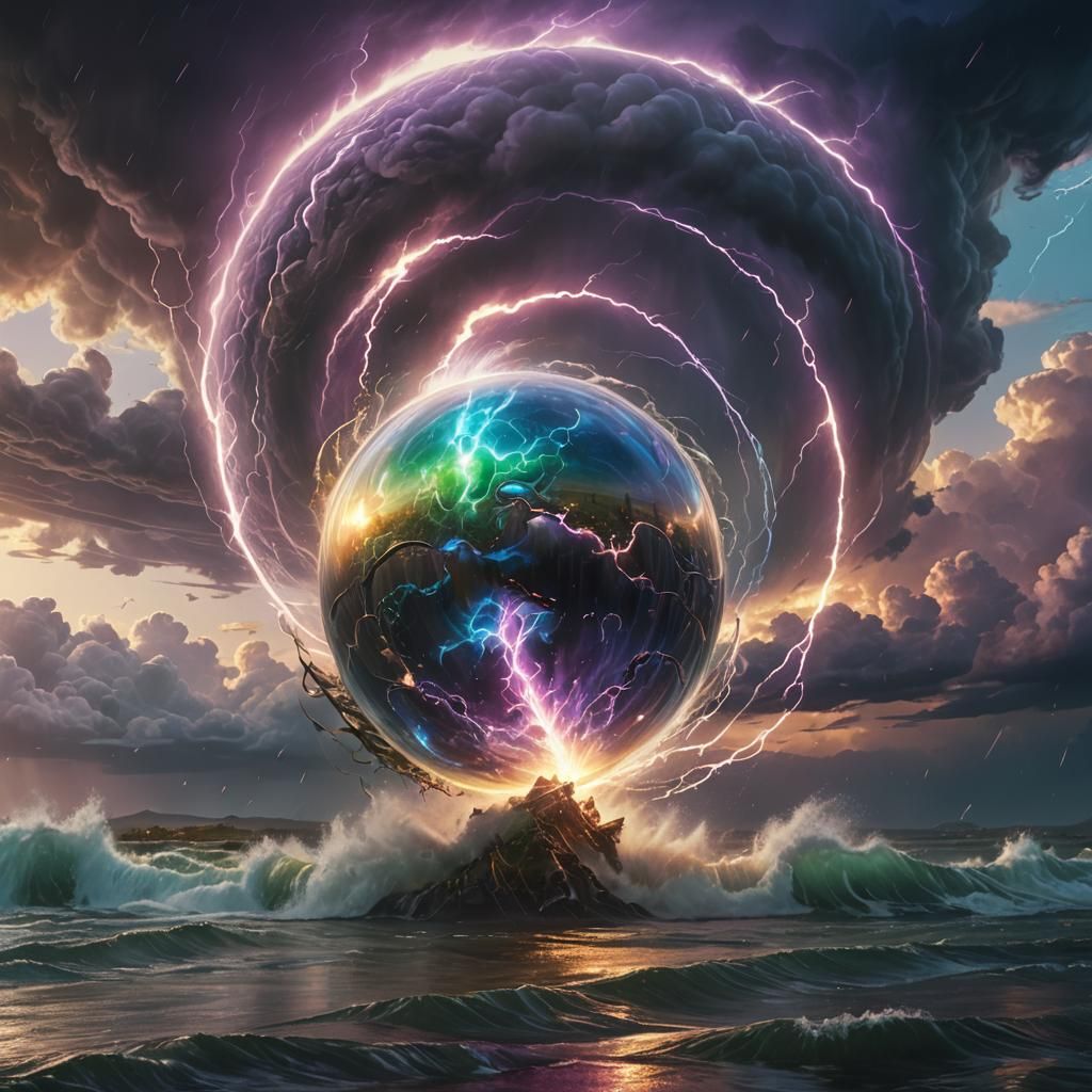 Luminous Orb Above Tornado: Fantasy Concept Art