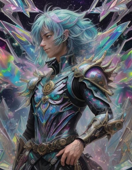 Dragon Knight with Iridescent Scales in Anime Art