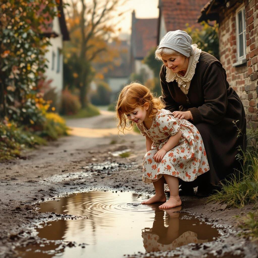 Girl and Grandmother Reflected, in Dutch Masters Style