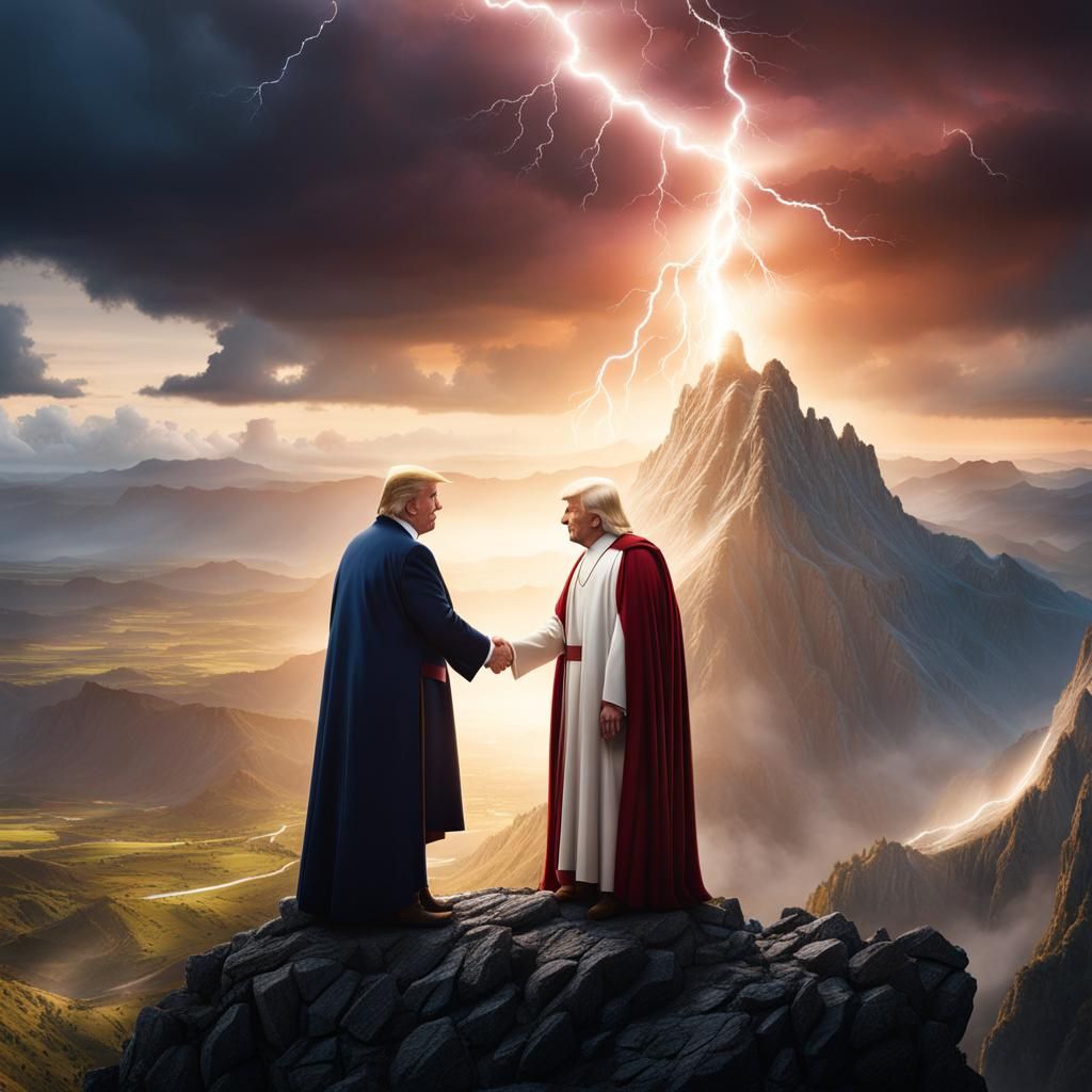 Trump and Jesus Summit: A Detailed Matte Painting