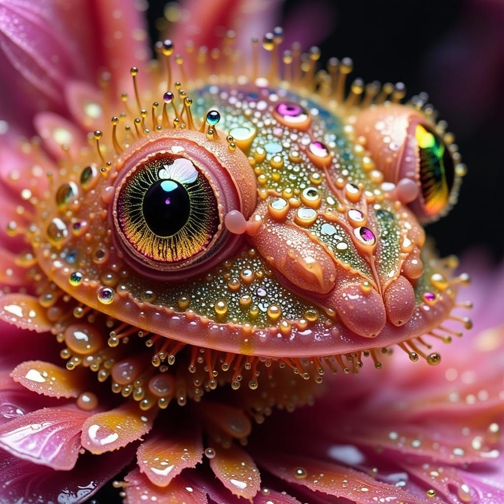 Intricate Macro Photograph of Tattooed Frog Face