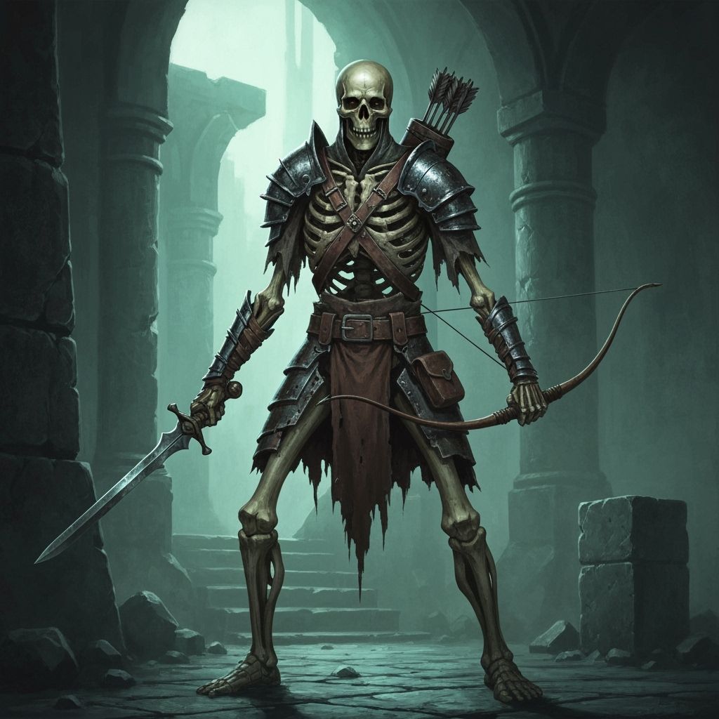 Skeletal Warrior in Dark Fantasy Dungeon