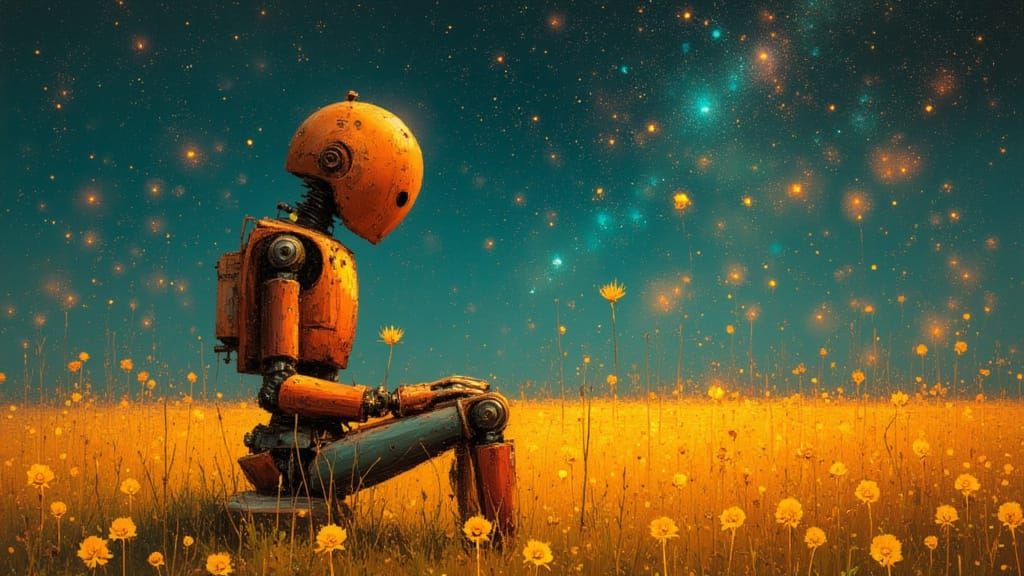 Art Brut Robot in Nebula Field