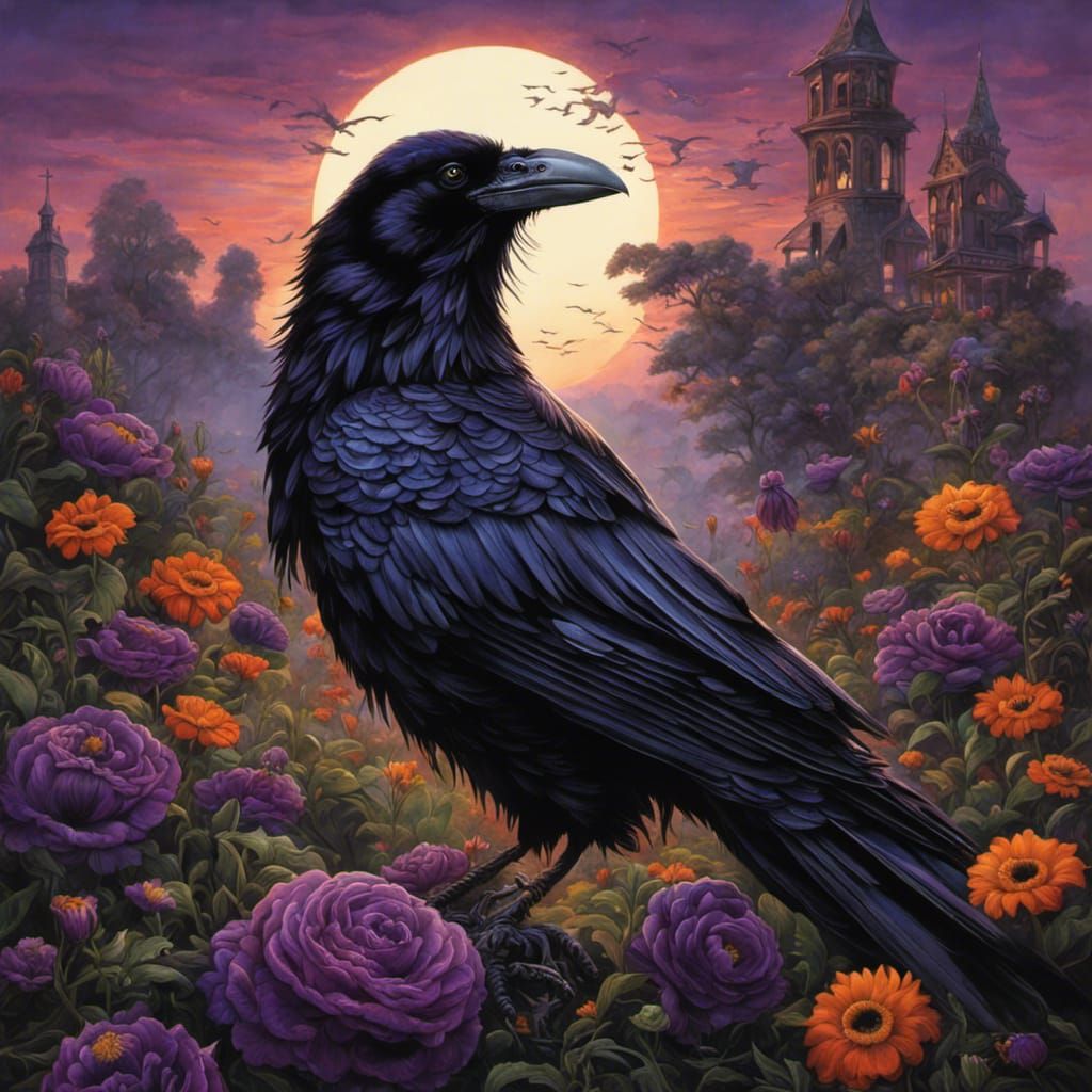 High Gothic Raven in Tim Burton Style
