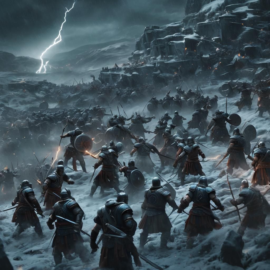 Epic Battle in Frosty Lightning Storm