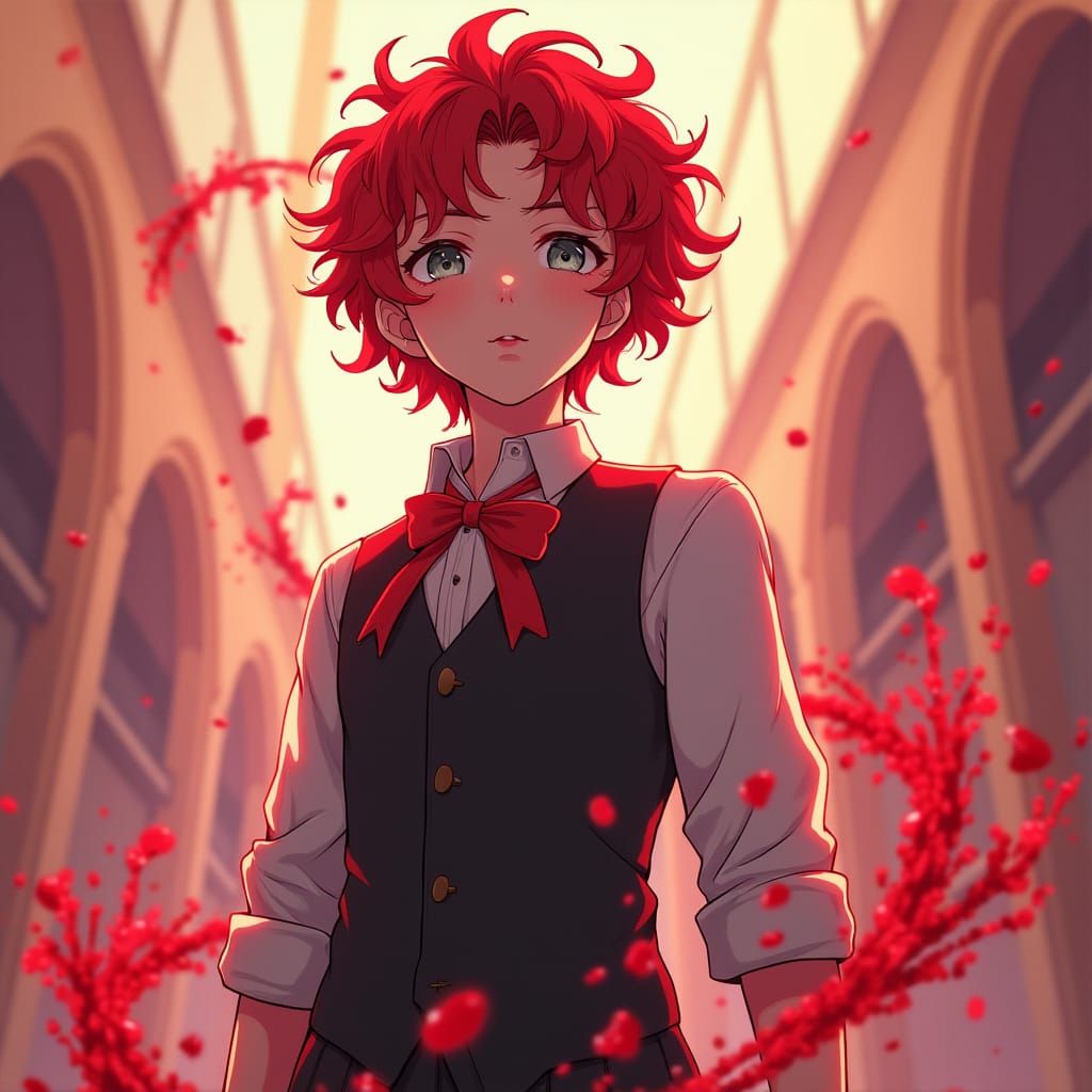 Boy's Crimson Quirk Displayed as Matte Painting