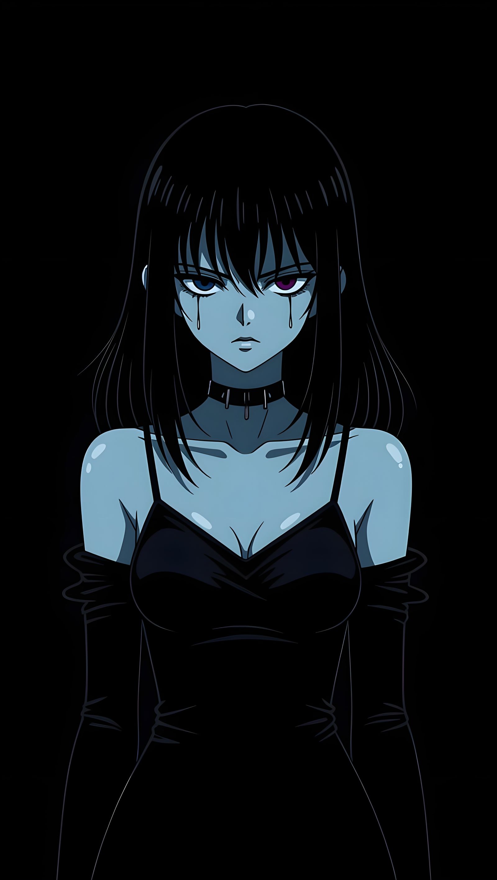 Dark, Mysterious Girl in Giger Style Anime