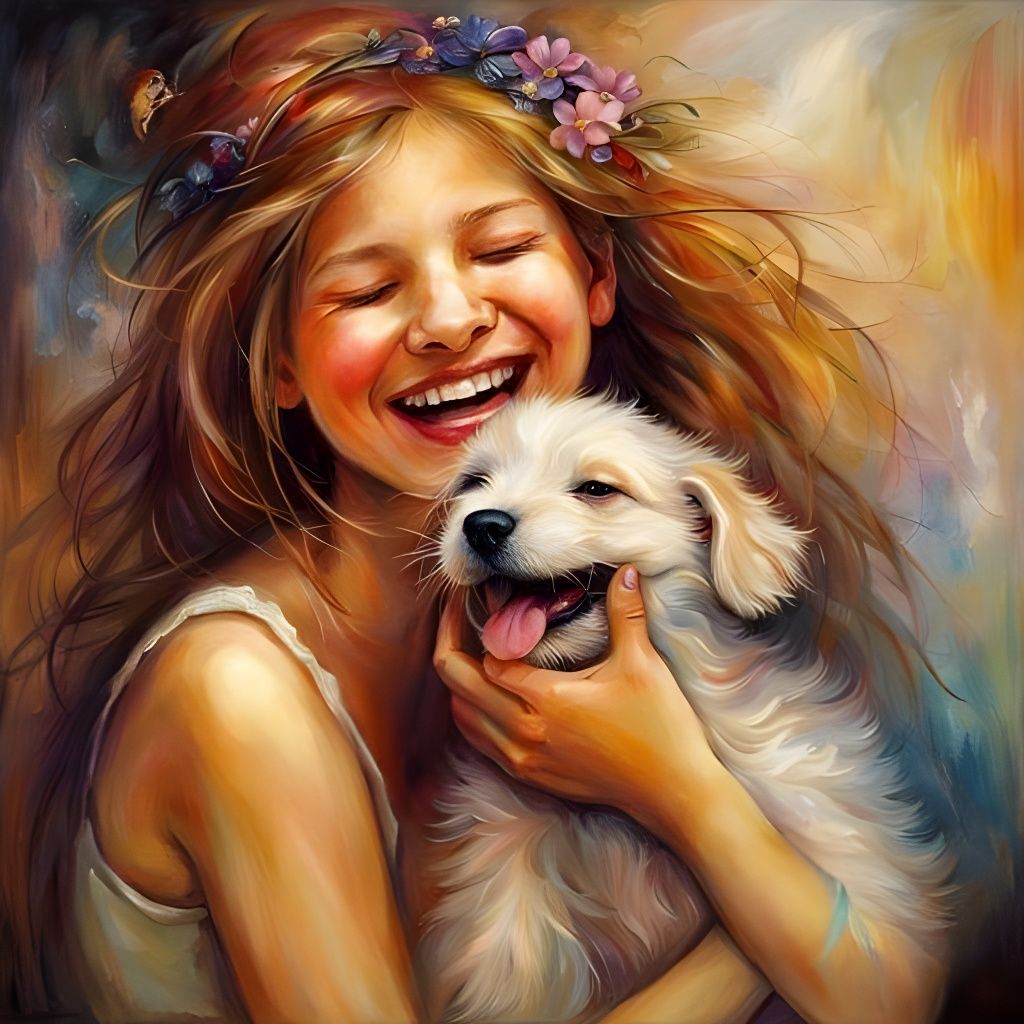 Girl and Puppy: Romantic Portrait of Pure Joy