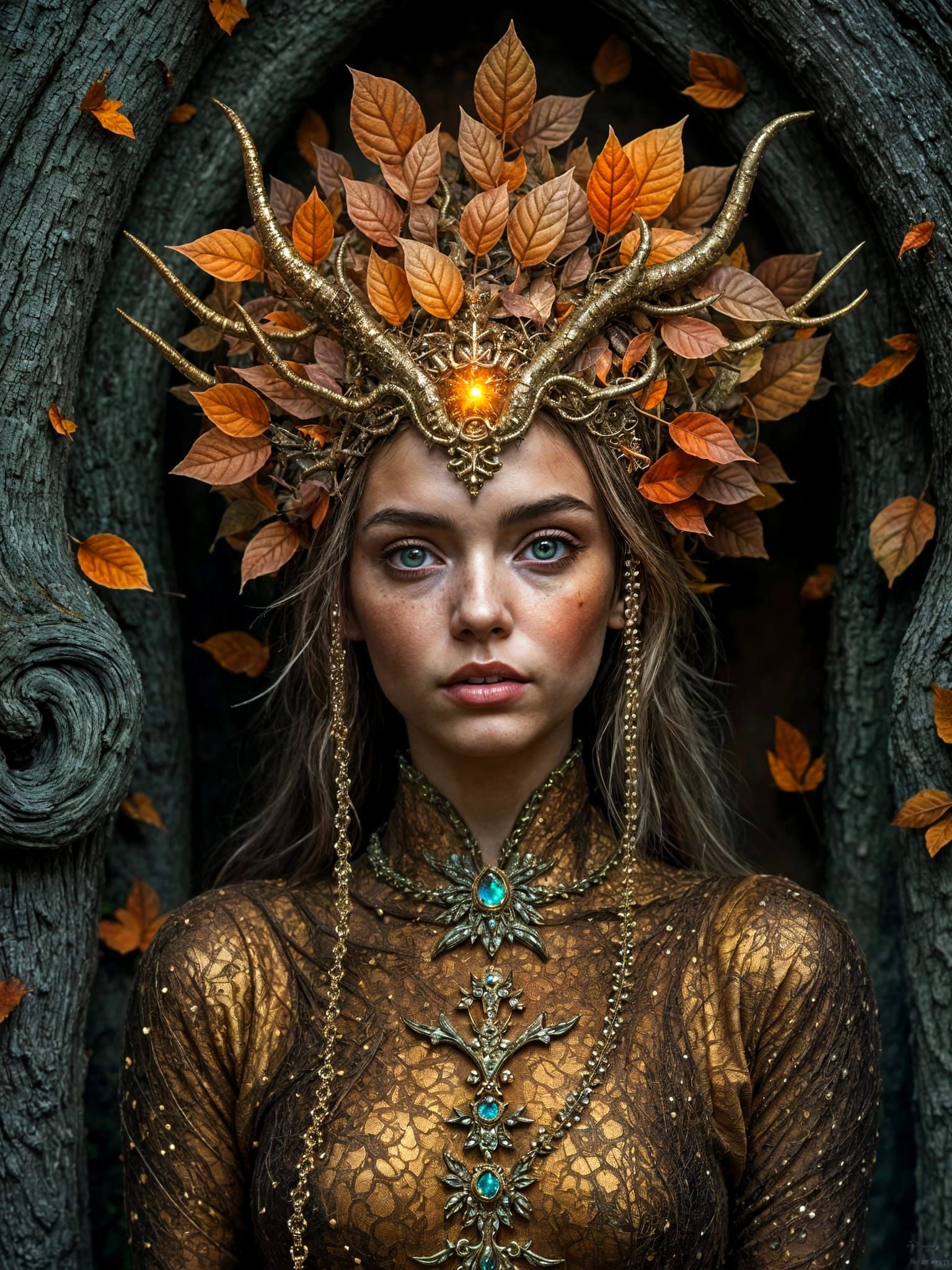 Surreal Forest Faerie Queen Opening Magical Door