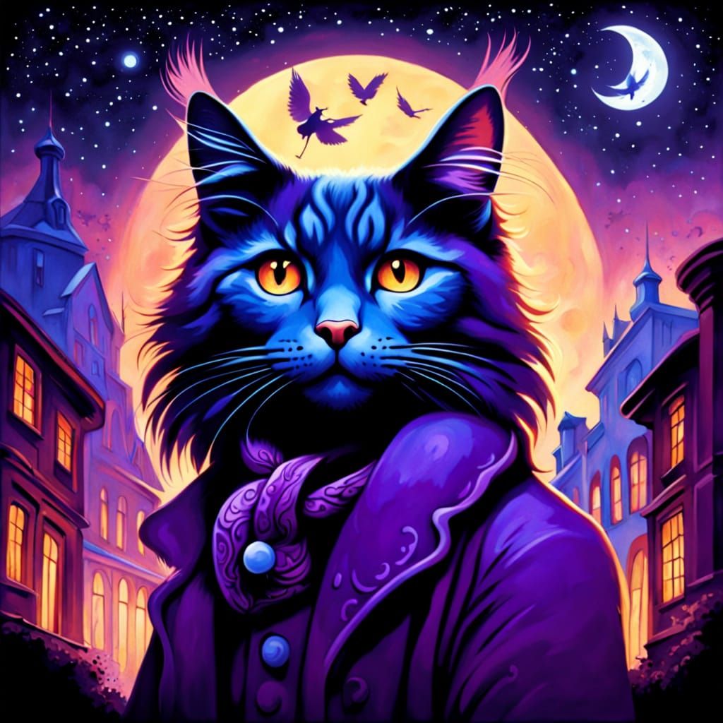 Majestic Mainecoon Cat in Vibrant Street Art Style