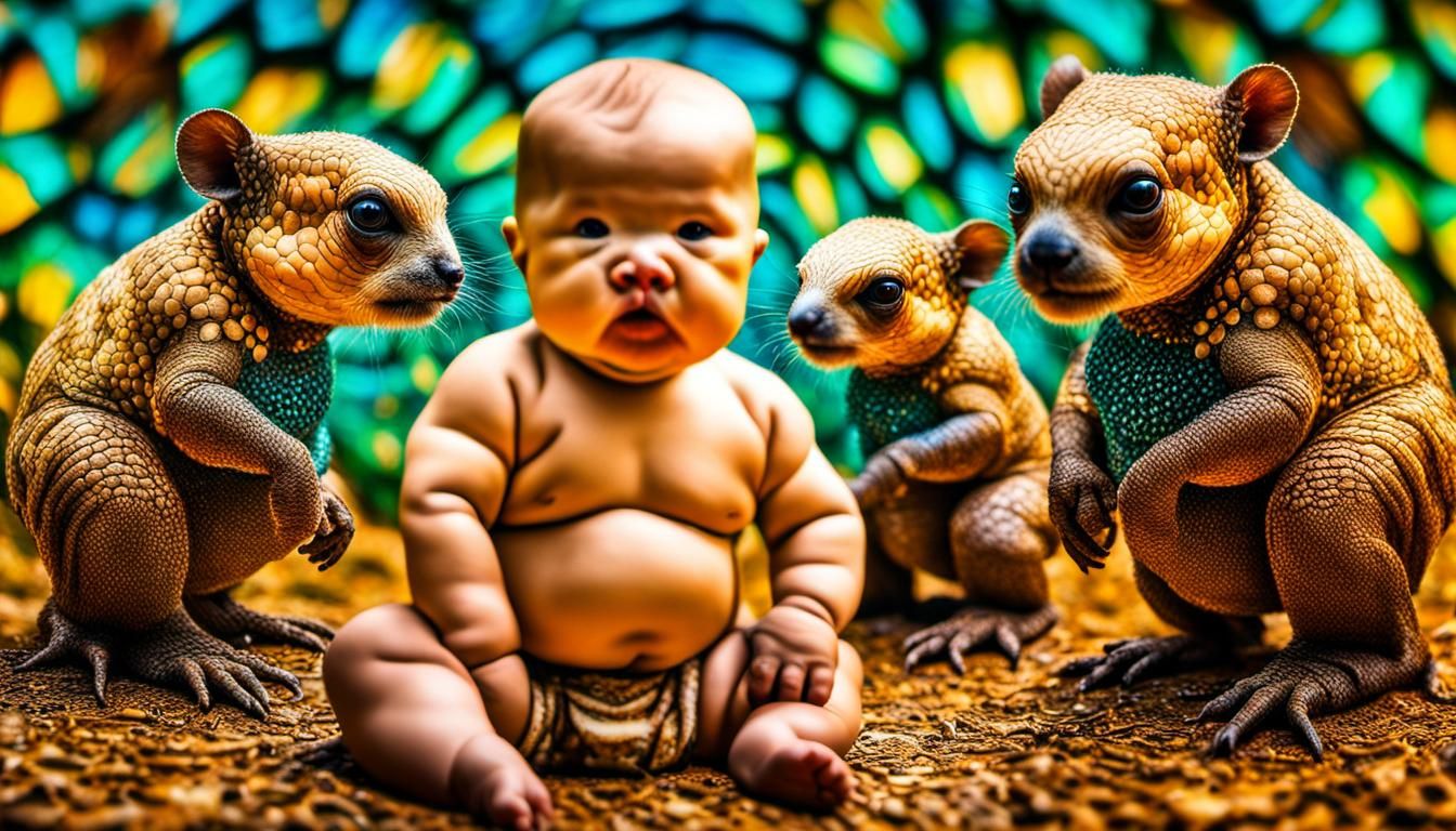 Deepdream Wildlife Photography of Toddlers Throwing Babies