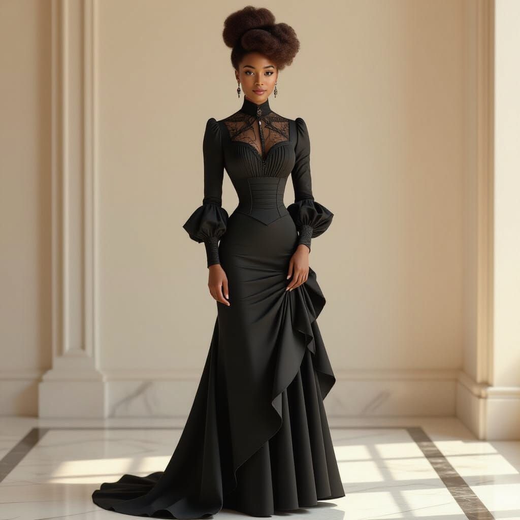 Elegant African-American Gibson Girl Portrait