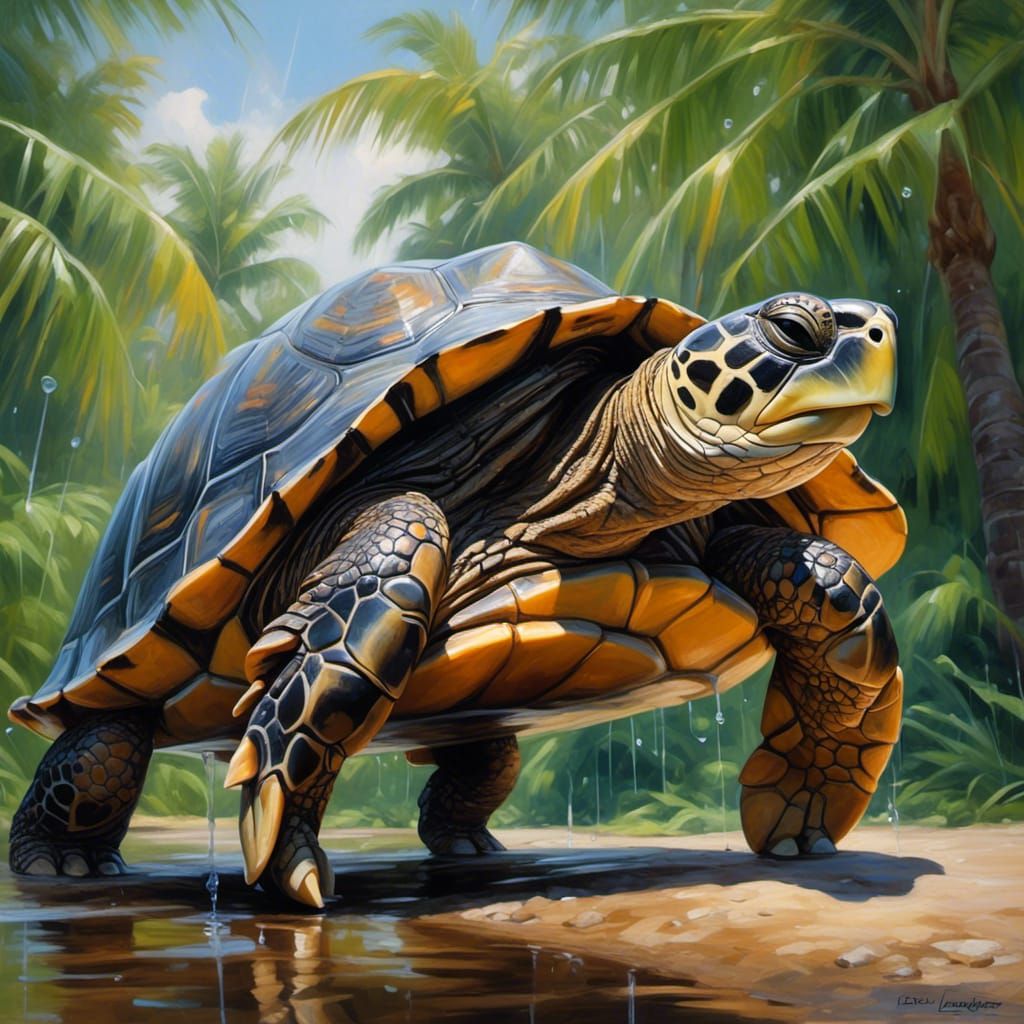 realistic turtle background a tropical island