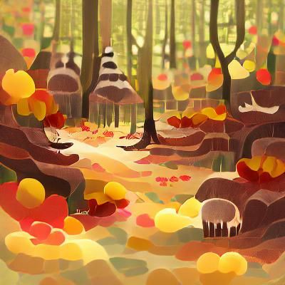 Autumn Forest Scene in Golden Light