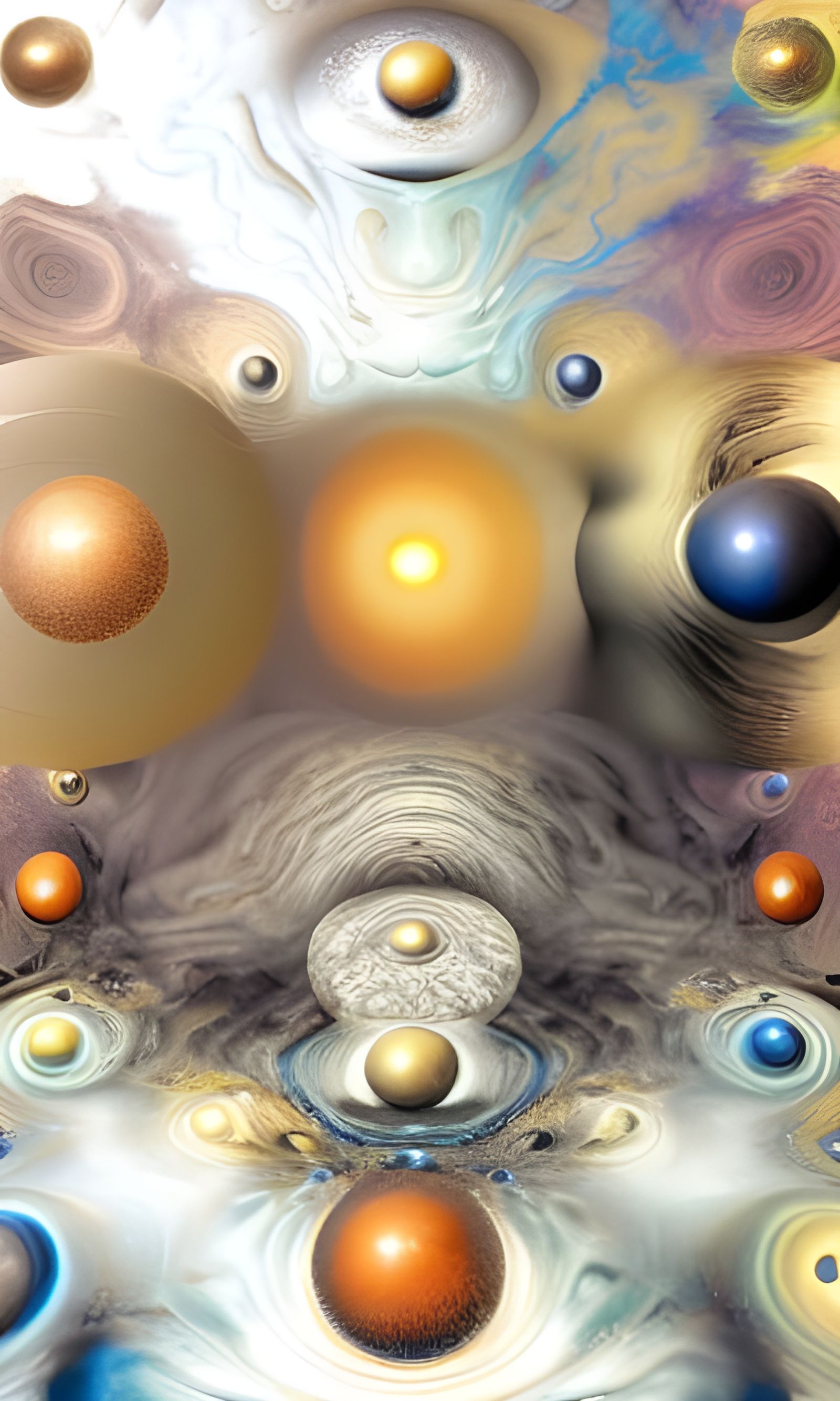 Surreal Pinball Arena in Gold, Silver, and Teal