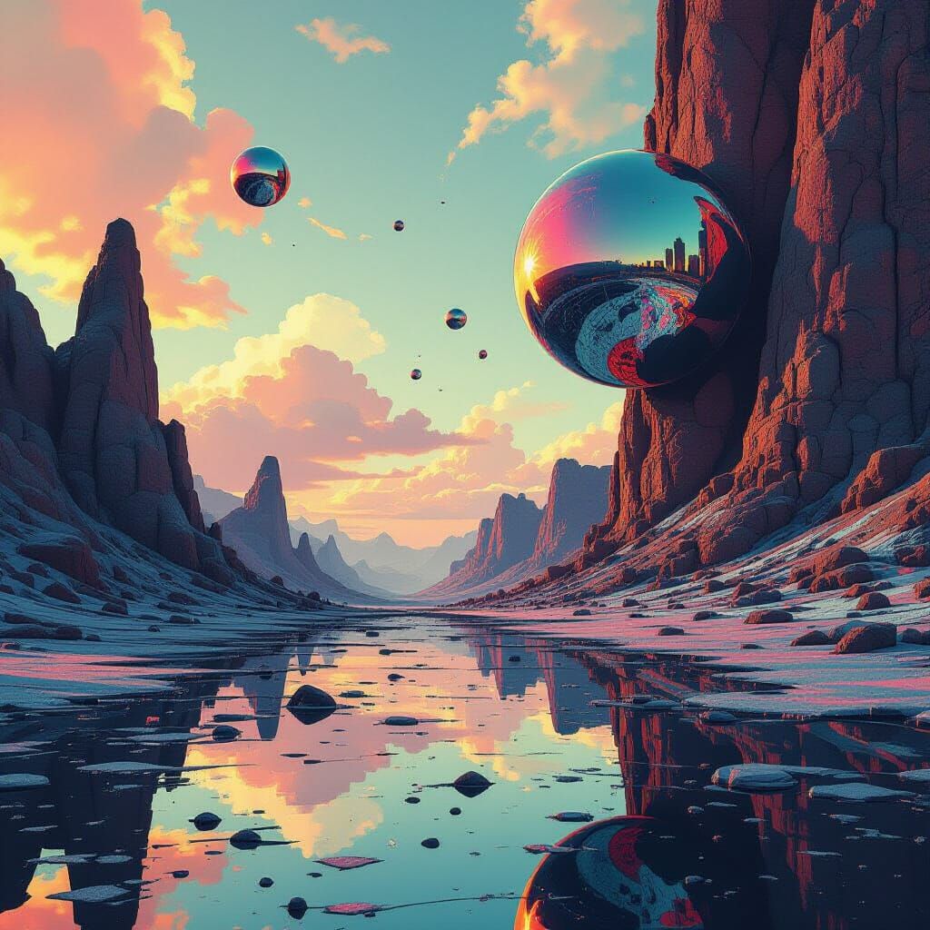 Surreal Dreamscape with Abstract Shapes