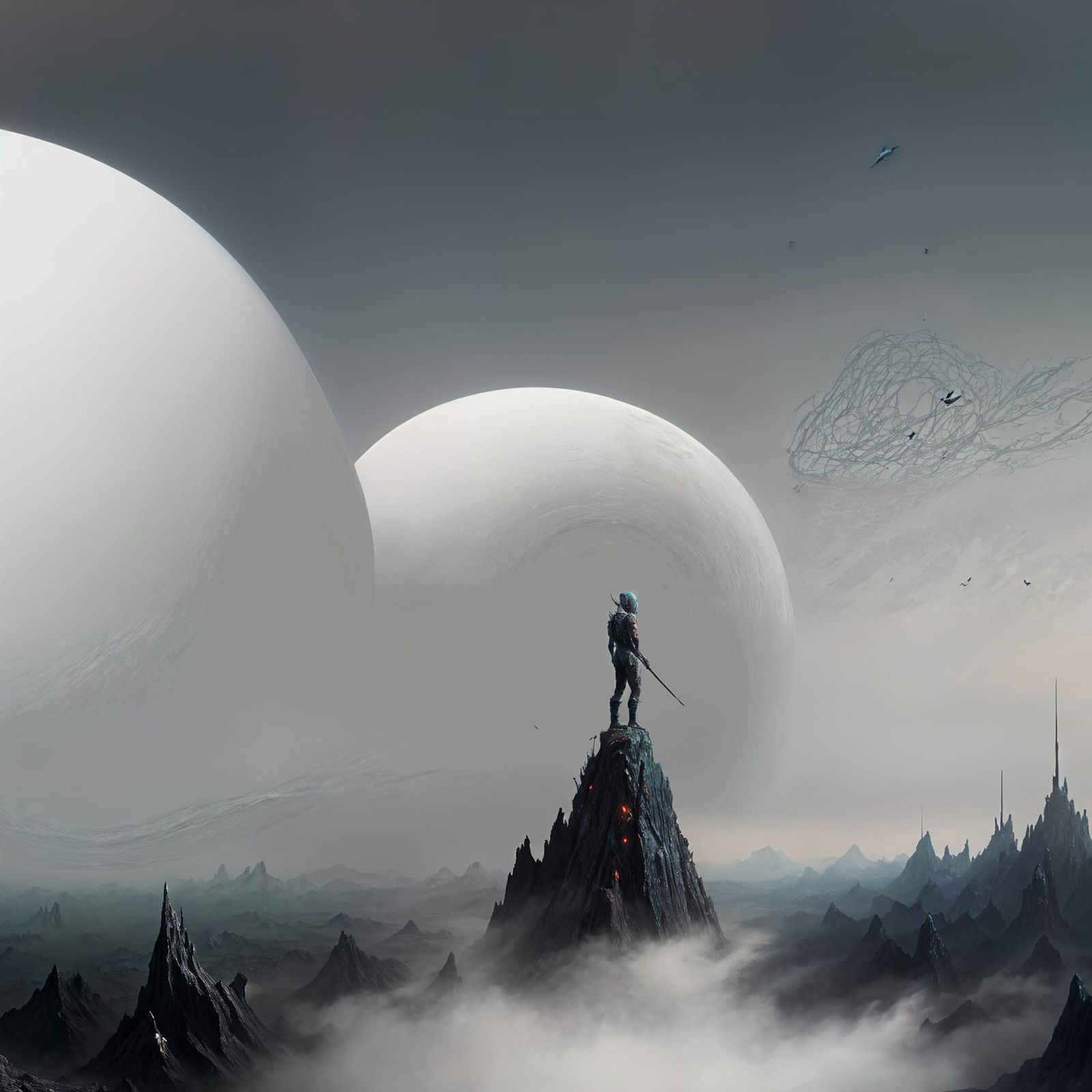 Abstract Alien Portrait in Bizarre Landscape