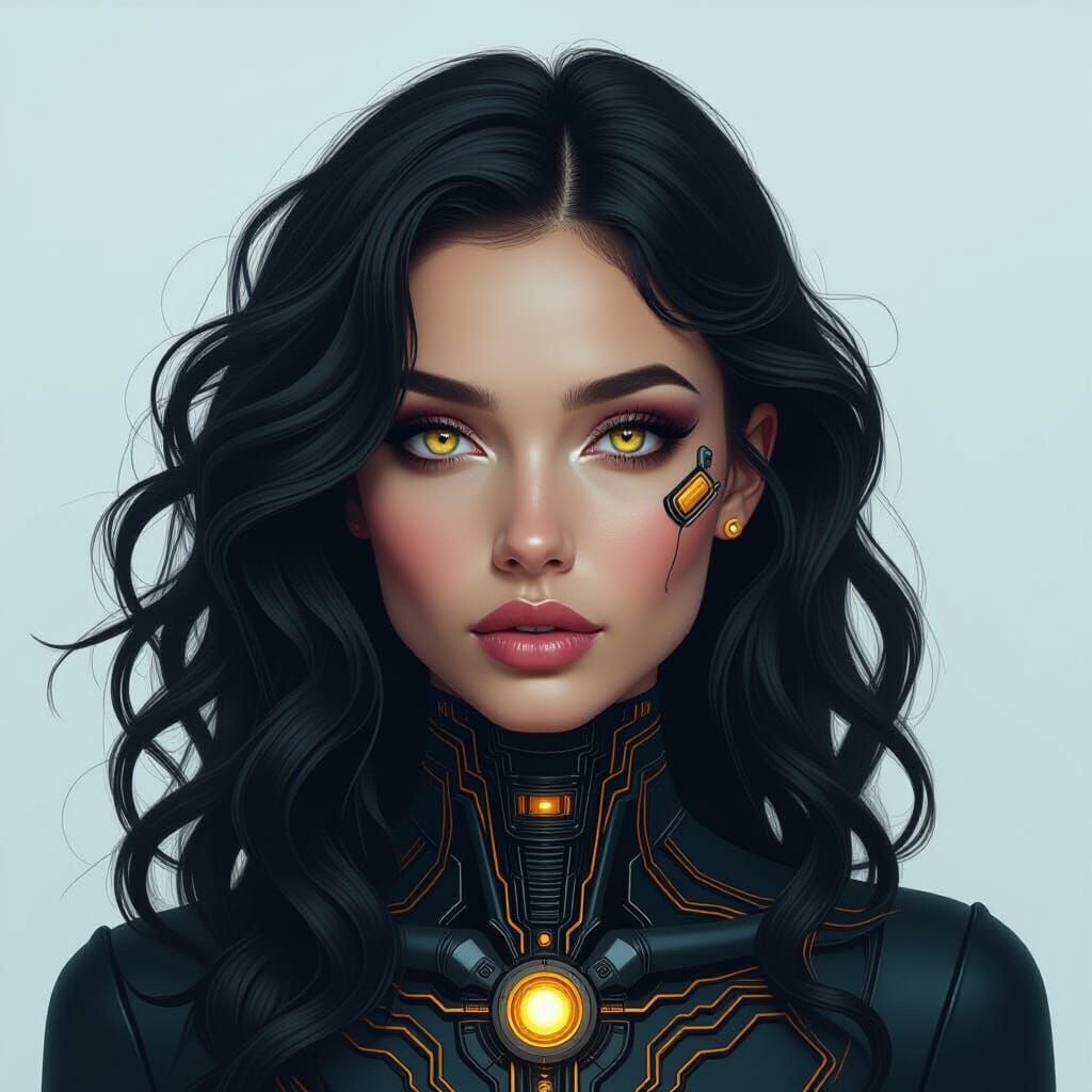 Woman with Golden Eyes in Hyperrealistic Style