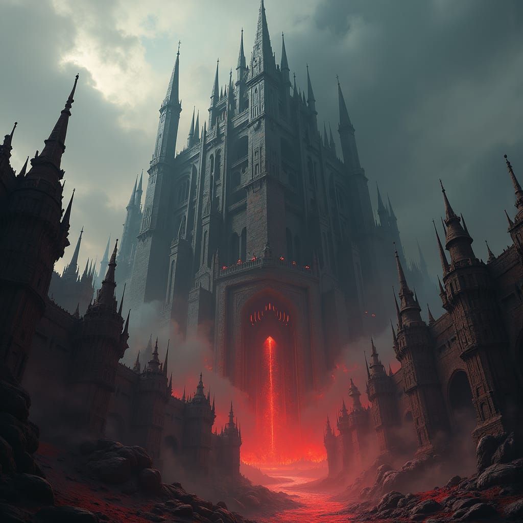 Grimdark Chaos Fortress in Industrial Baroque Metropolis