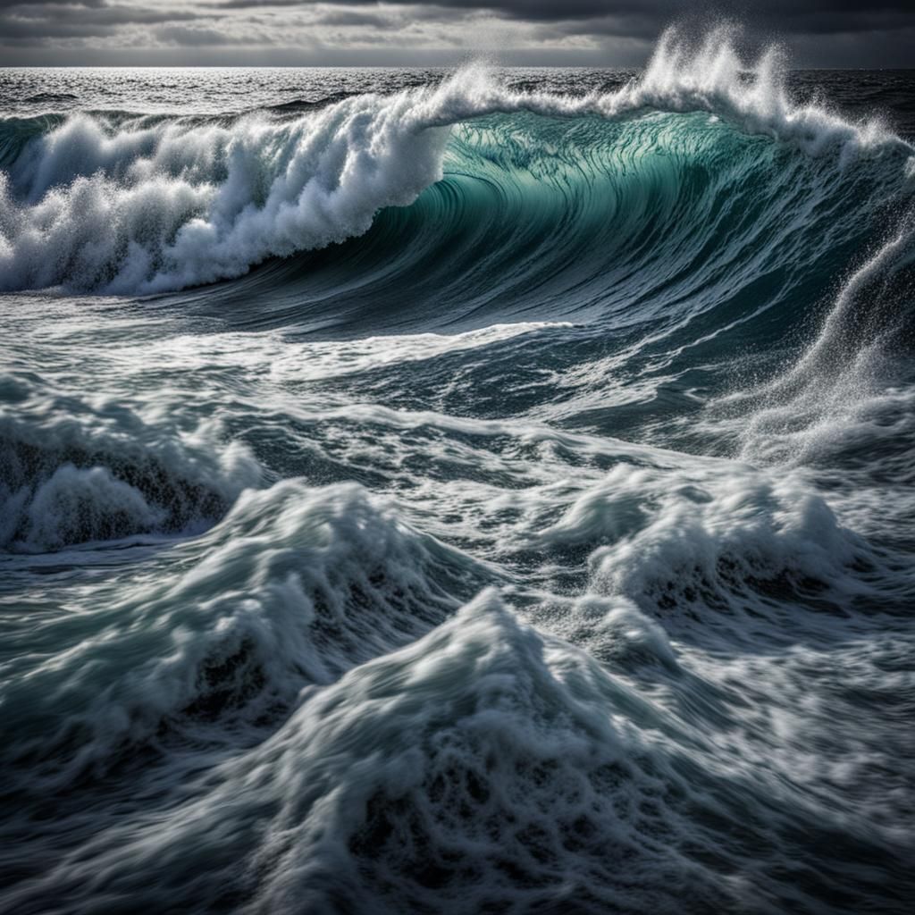 Hyperrealistic Ocean Waves in Cinematic Composition