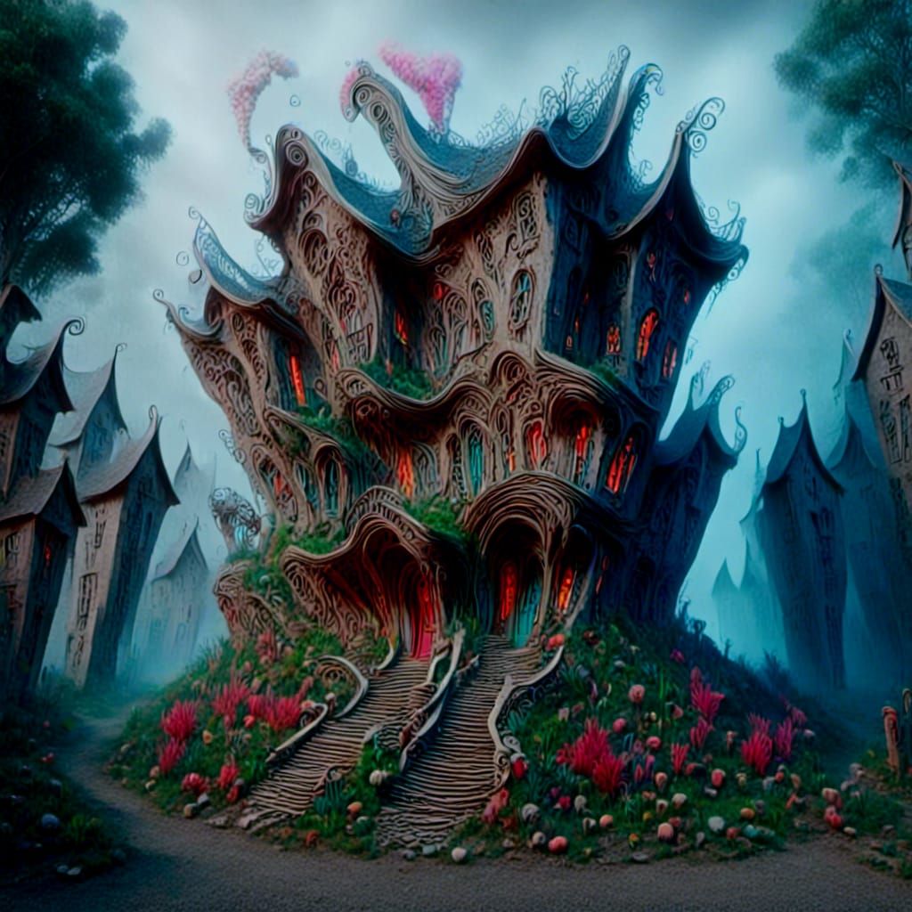 Fairytale Cottage with Red Shutters Concept Art