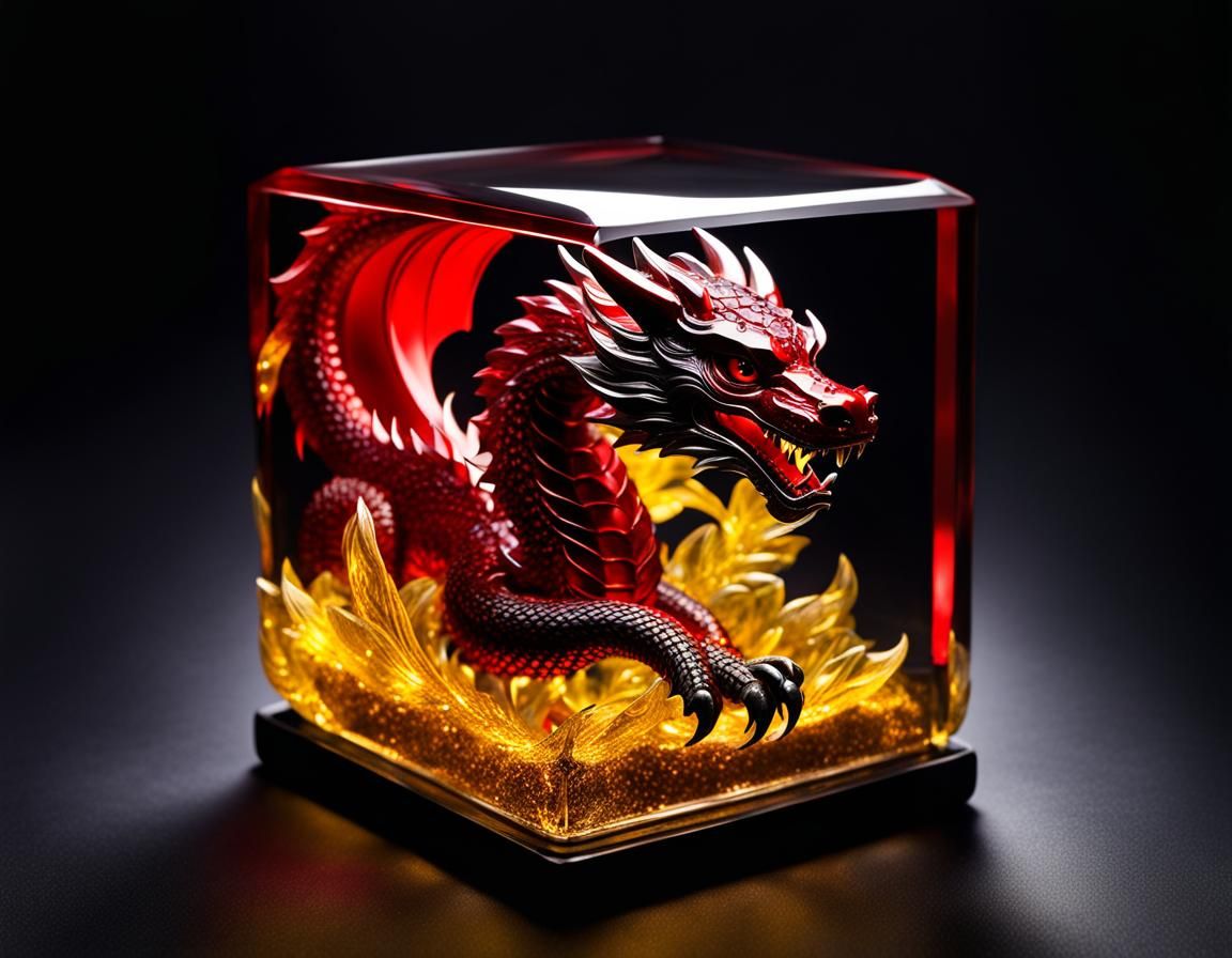 Shiny Glass Little Red Riding Hood Meets Mythical Chinese Dr...