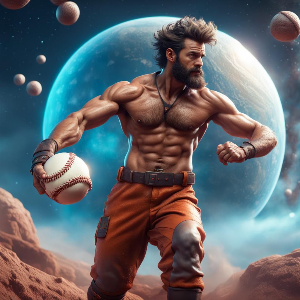 Baseball Player Throws Ball to Distant Planet