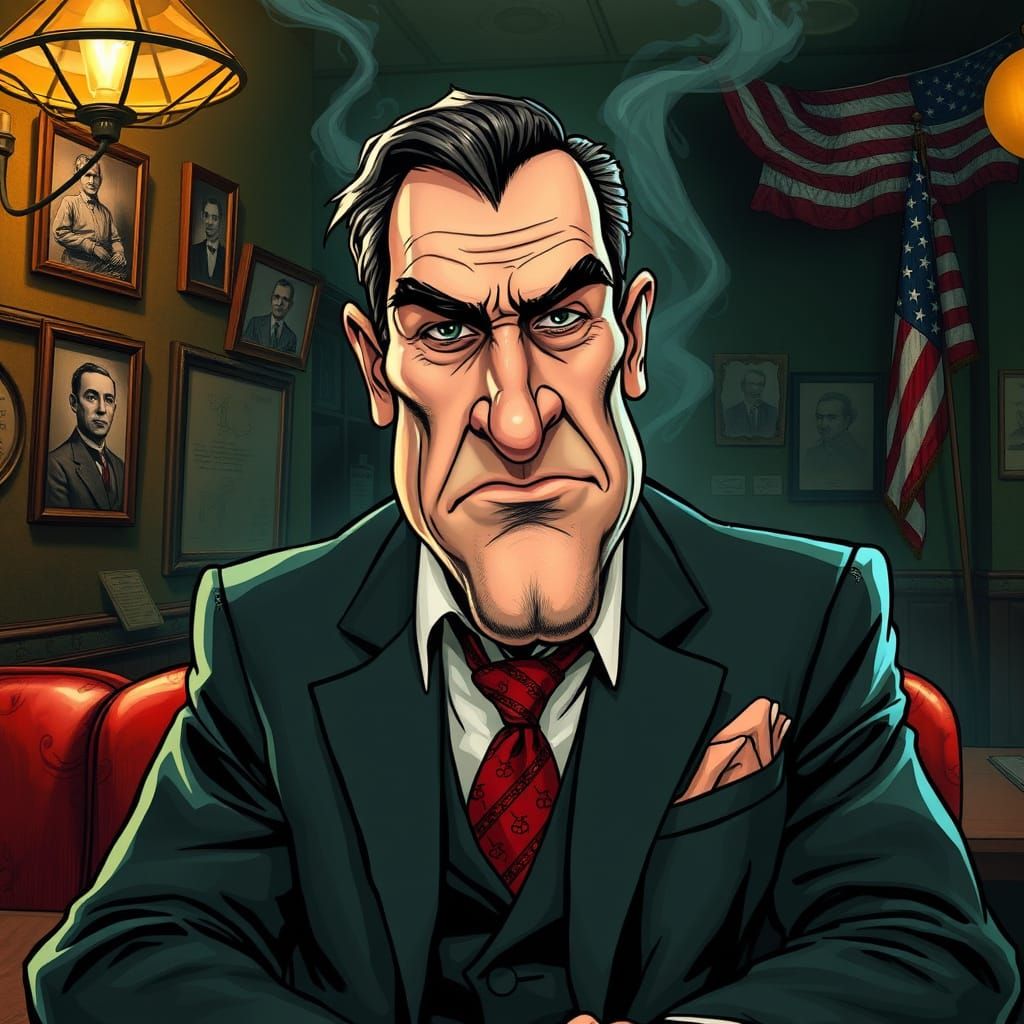 Ruthless Mobster Sits Confidently in Smoky Italian Restauran...