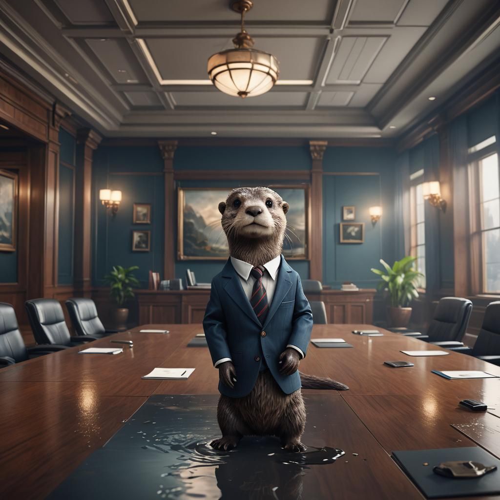 Otter Attends Business Meeting: Detailed Matte Painting