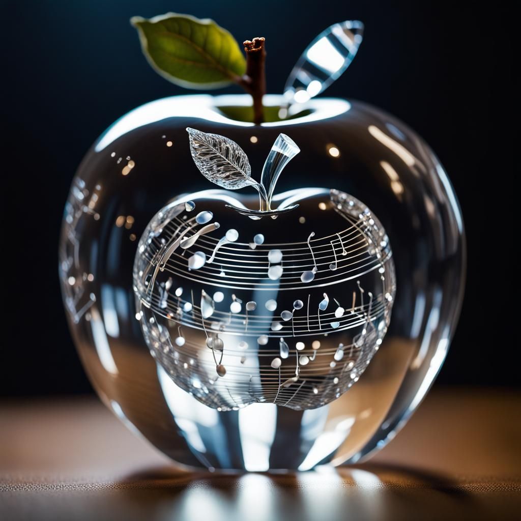 Crystal Apple with Musical Elements, Digital Art