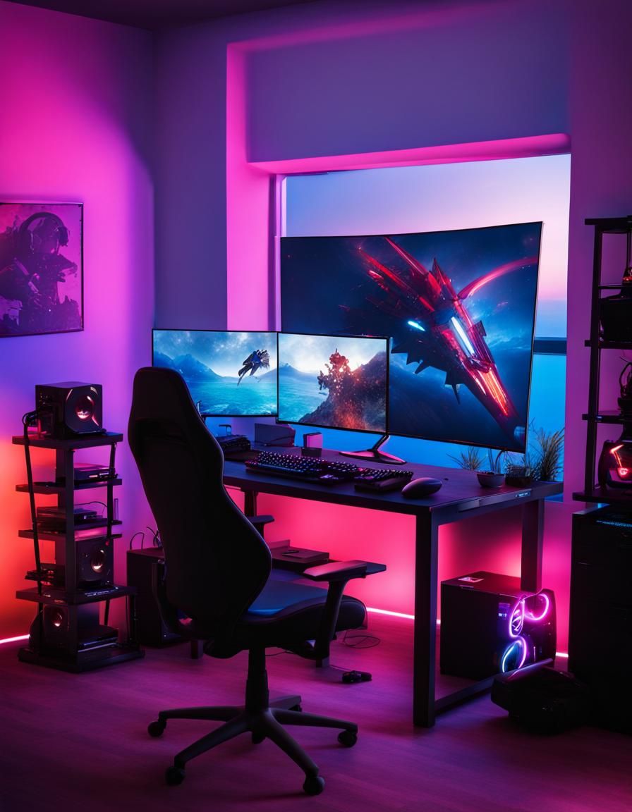 Gaming PC Setup with Immersive Visuals