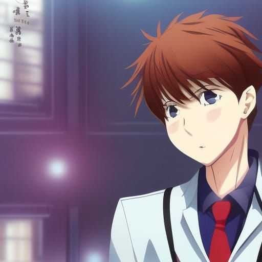 Handsome Anime Schoolboy: Key Visual Manga Style