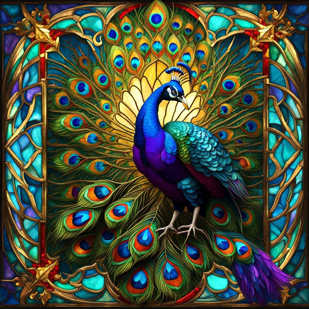 Stained glass peacock